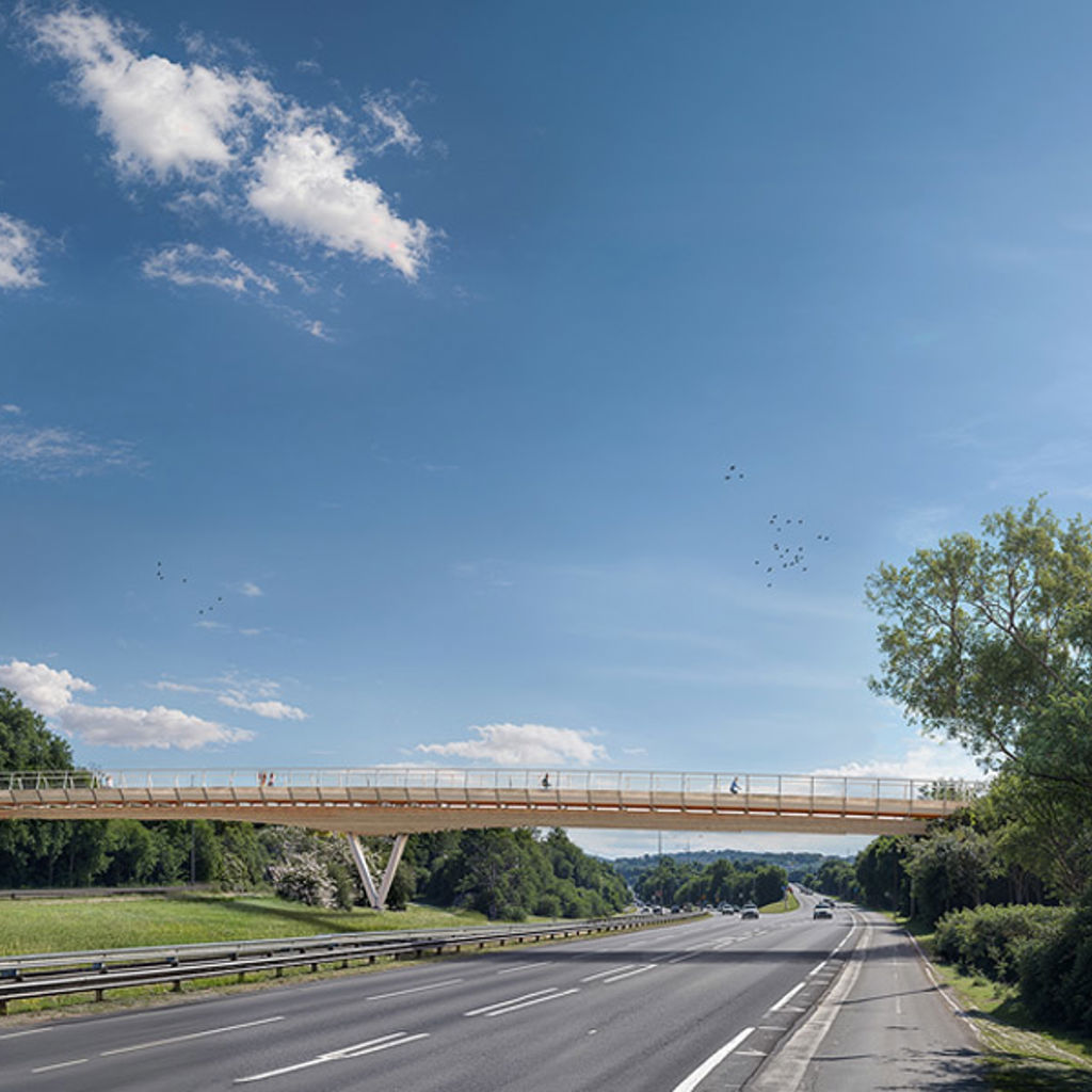 A bridge over a highway.